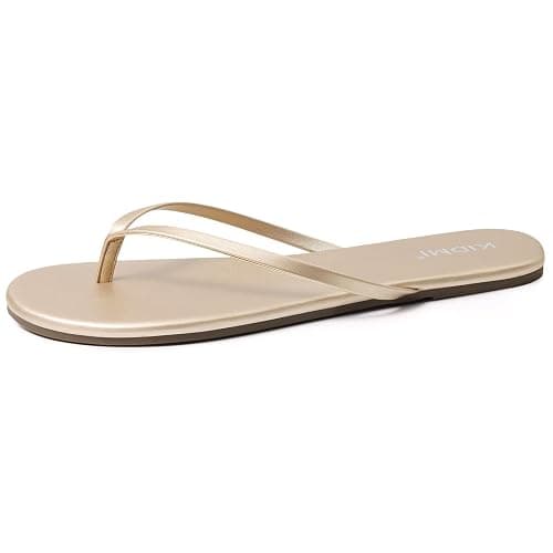 KIDMI Women's Thong Flip Flops, Memory Foam Vegan Leather Flats Sandals | Soft Flexible Straps Casual Summer Beach Minimalist Sandals for Travel, Walking and Daily Wear thumbnail 6