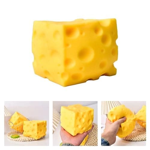 💕Squishy Fidget Toy Giant Cheese Squeezable Stress Relief Sensory Toys for Adults, Cute Party Favors, 3.94x3.94x3.54'' thumbnail 7