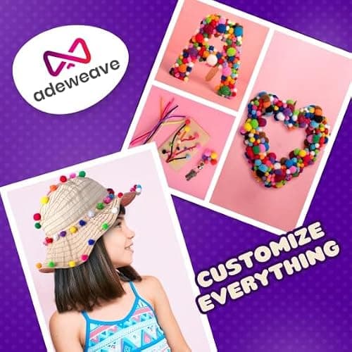 Adeweave 1000 Assorted Pom poms – Soft and Fluffy Craft Pom Pom Balls – Multicolor Craft Supplies Pompoms for Arts and Crafts in a Reusable Box, Large Puff Ball Ideal for DIY and School Activities thumbnail 7