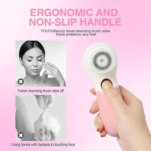 TOUCHBeauty Spin Brush Face Cleanser with 3 Brush Heads for Deep Cleansing Exfoliation and Massaging thumbnail 4