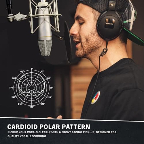 MA-67 Studio Condenser Microphone, 34mm Gold Large Diaphragm Capsule, Including Hydro Pop Filter, Metal Shock Mount, XLR Cable and Mic Bag - For Music Production, Vocal Recording and Podcasting thumbnail 6