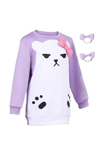 Eusnady Mira Costume Demon Anime Mira Cosplay Pajamas Purple Bear Hoodies Hair Ring Halloween Outfits thumbnail 4