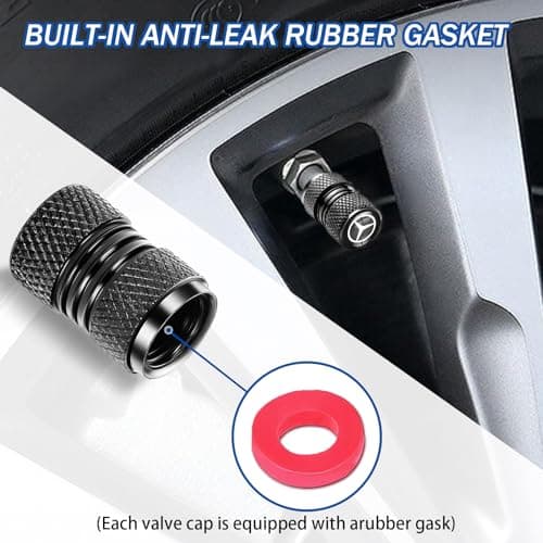 4-Pack Tire Valve Stem Caps for Mercedes Benz A C E S Class Series GLK CLA GLA GLC GLE CLS SLK, Car Decorative Accessories, Aluminum Alloy Valve Stem Caps-BC thumbnail 3