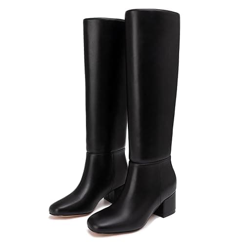 Athlefit Knee High Boots for Women Chunky Low Heel Fashion Round Toe Tall Boots thumbnail 4