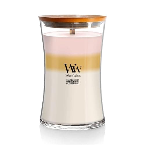 WoodWick Island Getaway Trilogy Gifts for Women and Men, 21.5 oz Large Hourglass Trilogy Candle with Crackling Wick - Image 1