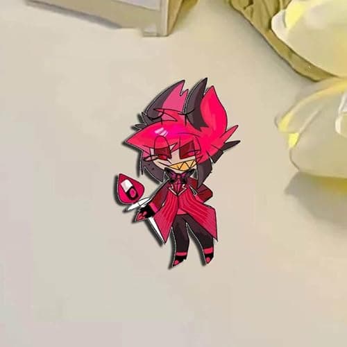 Hazbins Alastor Hotel Badge, 8 Pieces Angel Dust Alastor Vaggie Hust Figure Brooch, Cute Cartoon Pins Toys, Acrylic Badge, Angel Cosplay Props Set thumbnail 5