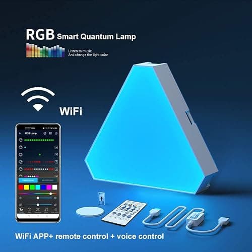 fbkapelk WiFi Bluetooth 5V USB Triangle Lamps Quantum Atmosphere LED Night Light for Game Bedroom Decoration Creative Decorat Wall Lamps (10 PCS Bluetooth) thumbnail 3