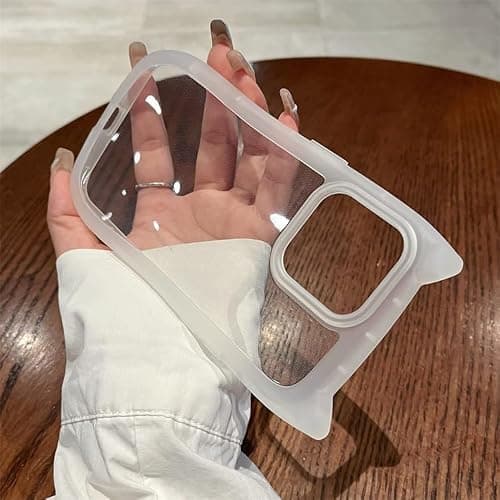 Sunswim Compatible with iPhone 14 Pro Max Case Cute Kawaii 3D Cat Ears Girls Women Clear Flexible Soft TPU Transparent Shockproof Protective Phone Case Cover for iPhone 14 Pro Max-Clear thumbnail 4