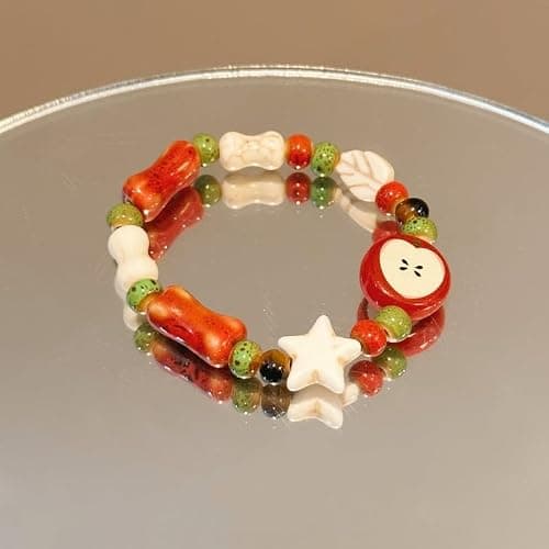 TYATVS Whimsy Twee Apple String Bracelet for Women Whimsical Apple Y2k Aesthetic 2000s Accessories thumbnail 2