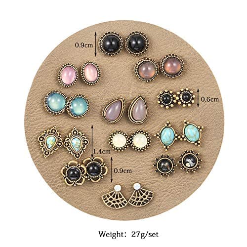 36 Pairs Boho Stud Earrings Set for Women Hypoallergenic Earrings Vintage Bohemian Assorted Earrings thumbnail 5