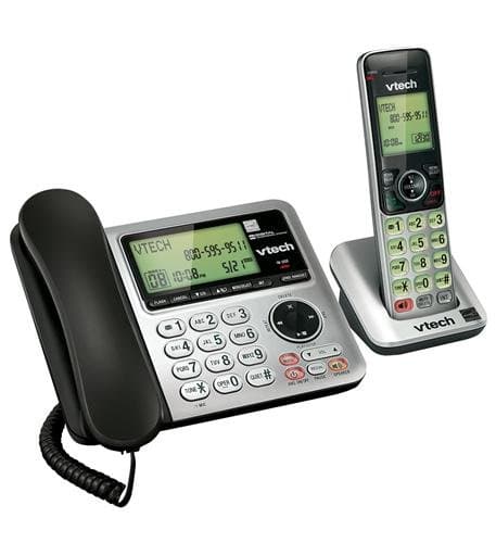 VTech CS6649 DECT 6.0 Expandable Corded/Cordless Phone with Answering System and Caller ID/Call Waiting, Silver/Black with 1 Handset thumbnail 2