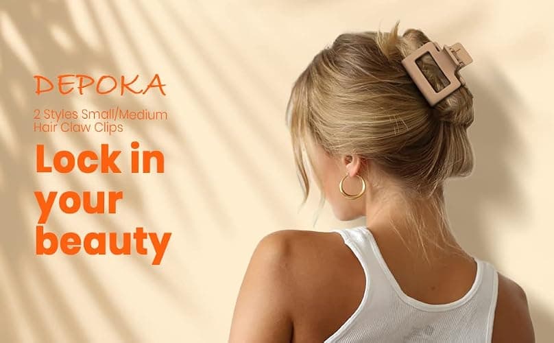 DEPOKA Matte Hair Clips for Women and Girls - Rectangle and Double Row Small Claw Clips for Thin/Medium Fine Hair - Nonslip Jaw Clips (Beige, Khaki, Brown, Black) thumbnail 7