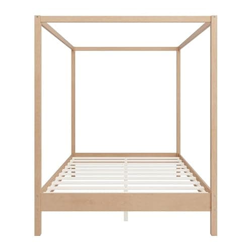 JIJIWANG Solid Wood Queen Size Canopy Bed Frame Four Poster Platform Bed with Slats Support,Wood Canopy Bed Queen 4 Poster Ded Frame No Box Spring Needed,Natural thumbnail 6