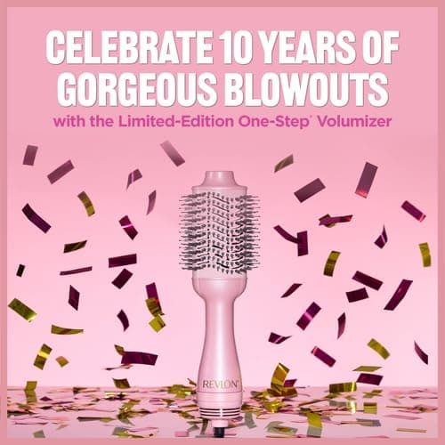REVLON One-Step Volumizer Hair Dryer and Styler for Easy Salon-Style Blowouts, Revlon Blow Dry Brush for All Hair Types and Lengths, 10th Anniversary Pink Fizz (Limited Edition) thumbnail 2