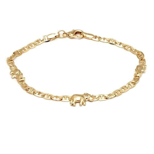 Barzel 18K Gold Plated Flat Marina Elephant Anklet For Women - Made In Brazil - Image 1