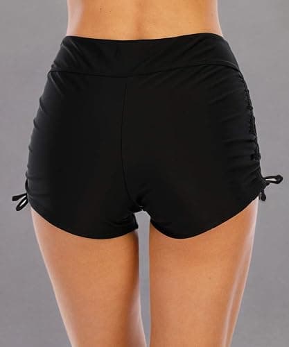 Halcurt Women's High Waisted Swim Board Shorts (Available in Plus) Tummy Control Side Drawstring Swimsuit Bottoms thumbnail 7