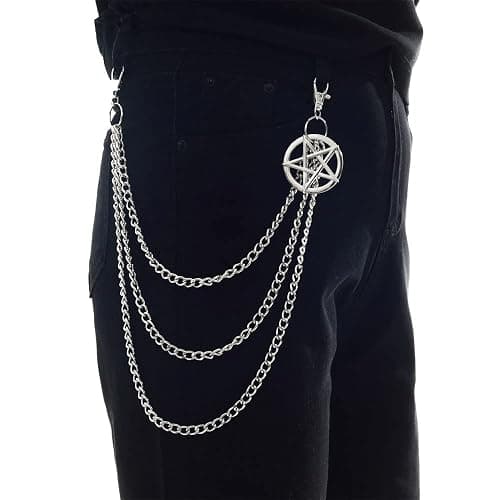 Punk Pants Chain, Pentagram Keychains for Men Women Jean Trouser Biker Chains Jewelry Gothic Rock Emo Accessories - Image 1