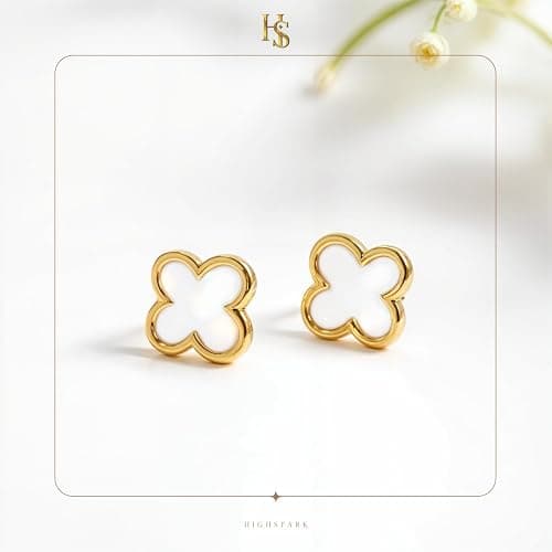 HighSpark Clover Earrings for Women | Four Leaf Stud Earrings for Women | Lovely Gift thumbnail 5