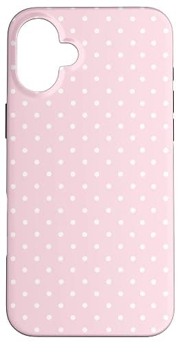 Cute Soft Light Pink and White Polka Dot Pattern Minimalist Case for iPhone 16 Plus - Image 1