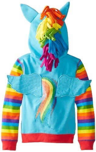 My Little Pony Girls Rainbow Dash Cosplay Zip Up Hoodie – Toddler, Little & Big Sizes thumbnail 3