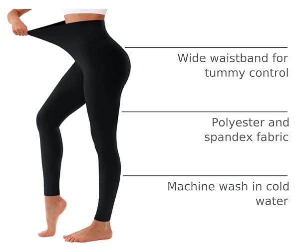 Bluemaple High Waisted Leggings for Women - Tummy Control Pants Non See Through Workout Soft Yoga Pants for Running Plus Size thumbnail 4