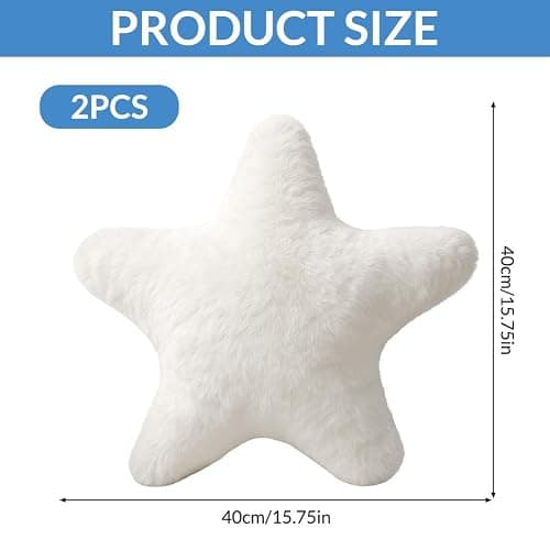 SORAYUXI Plush Star Pillow 40x40CM,2 Pack Soft Fluffy Star Stuffed Cushion Decorative Pillow,Cute Fuzzy Throw Pillows for Bedroom, Living Room, Sofa, Bed, Chair Decor thumbnail 3