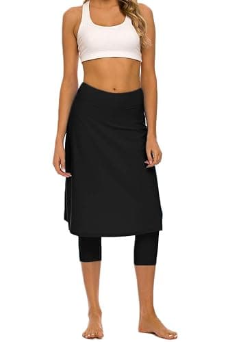 Micosuza Long Swim Skirt with Attached Leggings Modest Sun Protection Sports Skirt for Women thumbnail 5