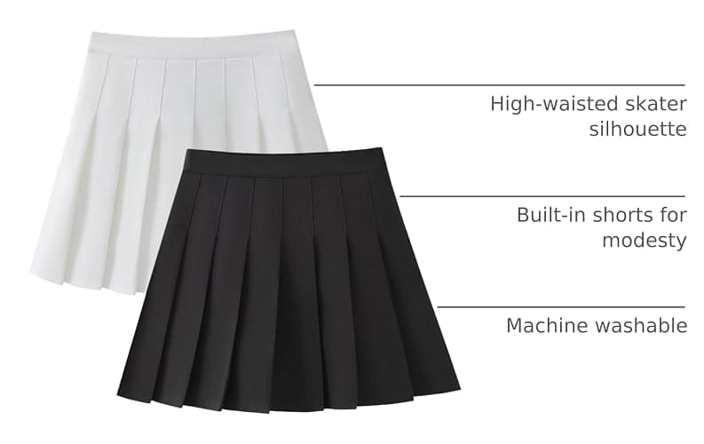 SCKTOO Womens Girl High Waisted Pleated Tennis Skirt School A-Line Skater Skirts with Lining Shorts thumbnail 4