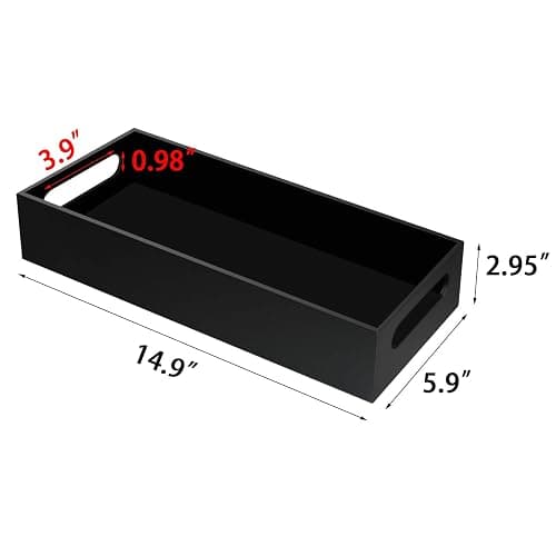 Tasybox Toilet Paper Holder with Storage, Acrylic Toilet Tank Tray, Black Bathroom Trays with Handles Vanity Tray for Home Decor thumbnail 3