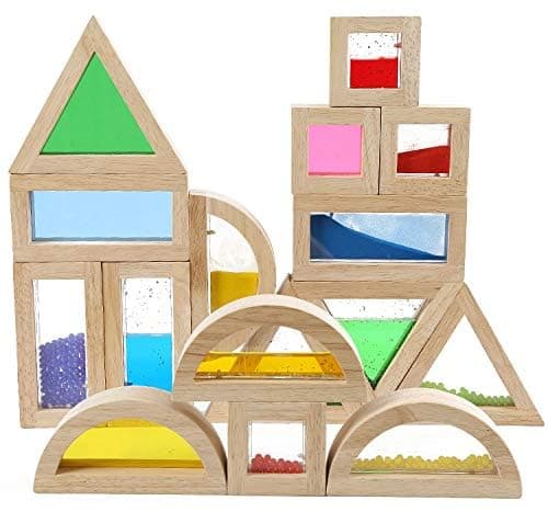 Large Wooden Building Blocks for Toddlers Baby Kids 16 Pcs Rainbow Blocks Geometry Sensory Stacking Construction Toys Set Colorful Preschool Learning Educational Toys for Boys & Girls… thumbnail 3