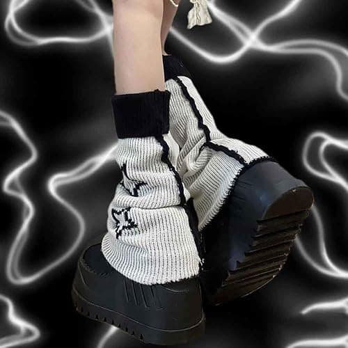 BXCNCKD Gothic Skull Print Two Side Wear Knitted Leg Warmers Socks Y2k Star Punk Girls Japanese Kawaii Streetwear Leg Cover thumbnail 7