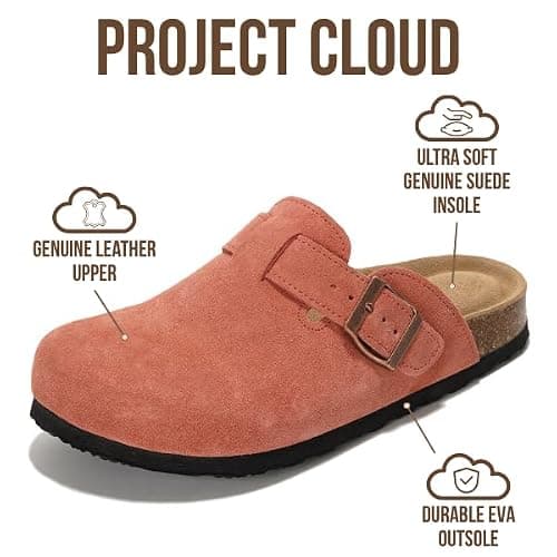 Project Cloud Genuine Leather Footbed Clogs for Women - Memory Foam Arch Support Slippers for Women - Trendy Slip-ons Women's Mules & Clogs Sandals (Benton) thumbnail 3