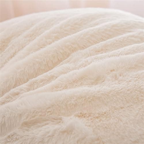 Holawakaka Standard Faux Fur Bed Rest Pillow with Arms, Rabbit Fur Reading Pillows Perfect for Adults, Teens, Kids, Arm, Back, Pregnancy Lumbar & Head Neck Coccyx Lower Back Support Cushion (Ivory) thumbnail 9