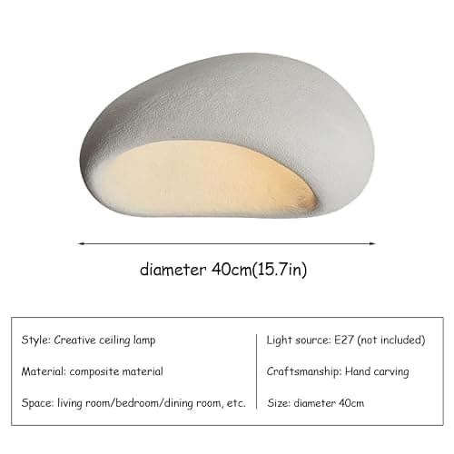HEYUN Wabi-sabi Deckenlampe Moderne E27 Polyethylen-Lampenschirm Harz Deckenleuchte Kreative Lampe Decke Für Schlafzimmer Esszimmer Wohnzimmer Flur Innenbeleuchtung(A,40) - A - 40 thumbnail 6