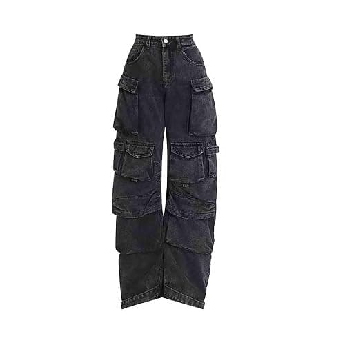 Women's Cargo Pants Y2K Clothing Multi-Pocket Relaxed Fit Jeans Grunge Clothes Alt Emo Hip Streetwear thumbnail 3
