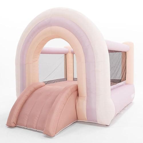 PLAYSMOL Pink Rainbow Inflatable Bounce House with Blower, 8x8 Kids Jumping House for Indoor Outdoor Play, Bouncy Castle, Ages 3-8 thumbnail 4