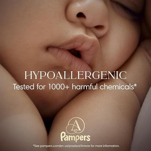 Pampers Amore, Size 1 (8-14 lbs), 82 Count, Our Best Diaper – Hypoallergenic & Fragrance Free, Up to 100% Leakproof, Soft as Cashmere thumbnail 4