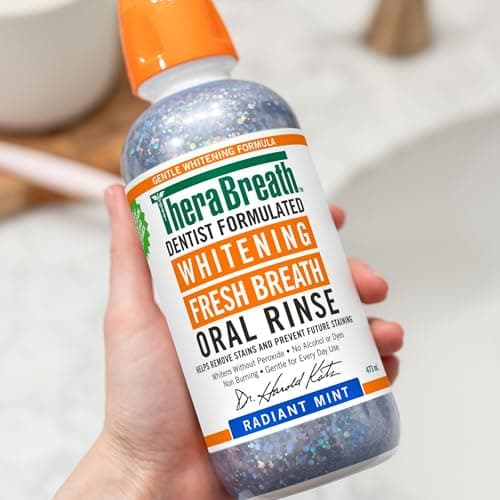TheraBreath Whitening Oral Rinse Mouthwash, Radiant Mint 473ml - Whitens Teeth, Helps Remove Stains, Alcohol-Free, Non Burning, No Peroxide, No Dyes - Ideal for Daily Oral Care thumbnail 3