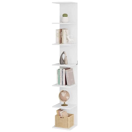 WOLTU Regal, Standregal mit 7 Ebenen, Wandregal weiß, Bücherregal Küchenregal schmal, freistehend wandmontiert, für Küche Wohnzimmer Schlafzimmer, aus Holzwerkstoff, RGB46ws - Image 1
