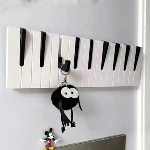Whbbbj Piano Key Hook, Creative Piano Hangers Entry Door Hooks, Rustic Wall Hooks, Hanger Rack Keyboard Towel Coat Umbrella Bag Wood Shelf, Piano Shape Artistic Hook, Wood Shelf (Size : 9 Hooks) thumbnail 7