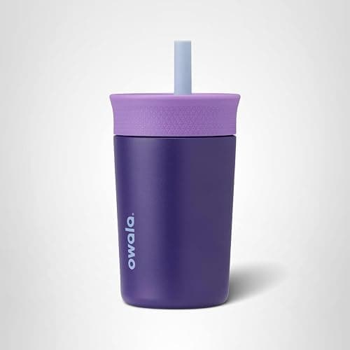 Owala Tumbler Kids Stainless Steel Water Bottle 12 oz Peacock Palace | Insulated | Spill-Resistant Lid | Reusable Straw | Double-Wall Vacuum Insulation | Cup-Holder Friendly thumbnail 7