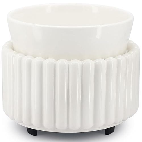 VICTORIA AROMA Ceramic Wax Melt Warmer 3-in-1 Candle Wax Warmer for Scented Wax Melter Electric Fragrance Wax Burner for Home Office Bedroom Gift & Decor… - A-white
