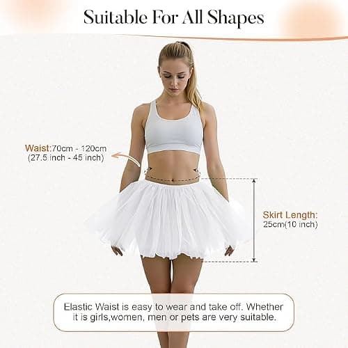 Zando Tutu for Women Adults Teens 5 Layers Halloween Costume Cosplay Tutu | Girls Tulle Dance Ballet Skirt: Elastic,Fluffy,Lightweight,Skin-Friendly,for Running Tutu,Party,Gift,4th of July thumbnail 2