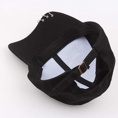 niumanery Unisex Korean Harajuku Baseball Cap with Metal Rings Hip Hop Adjustable Dad Hat Black - black thumbnail 6