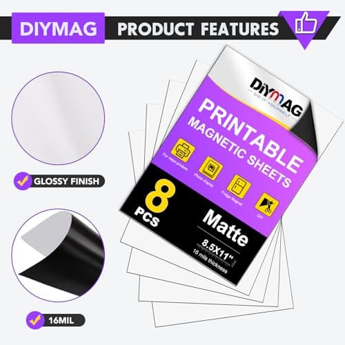 DIYMAG Printable Magnetic Sheets, 8Pcs 8.5 x 11 Inch Flexible Magnet Sheets Matte Non Adhesive Magnetic Paper for Inkjet Printer Photo DIY Crafts thumbnail 3