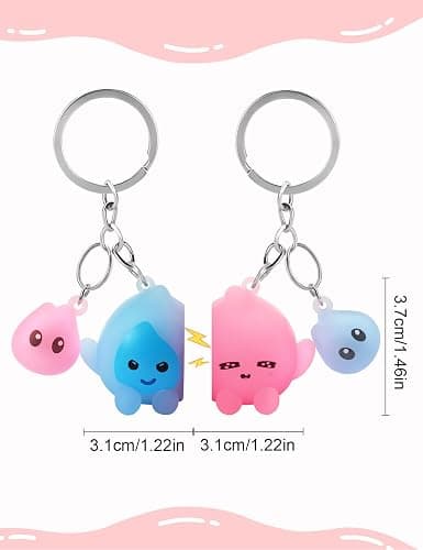 ChunlongFour Matching Keychains Couple Gifts for Boyfriend Girlfriend Him Her Friend Valentine's Day Gift Cute Keychain Set Matching Couple Stuff Best Ideal Gift for Christmas Birthday thumbnail 2