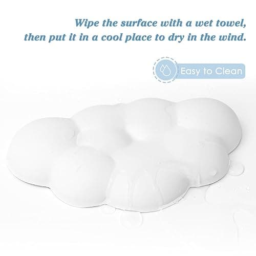 Arisase Cloud Wrist Rest Cushion for Mouse Ergonomic Soft PU Leather Memory Foam Wrist Pain Relief Mouse Wrist Support Pad with Anti-Skid Base for Office School Home Laptop & Computer Mouse (White) thumbnail 5
