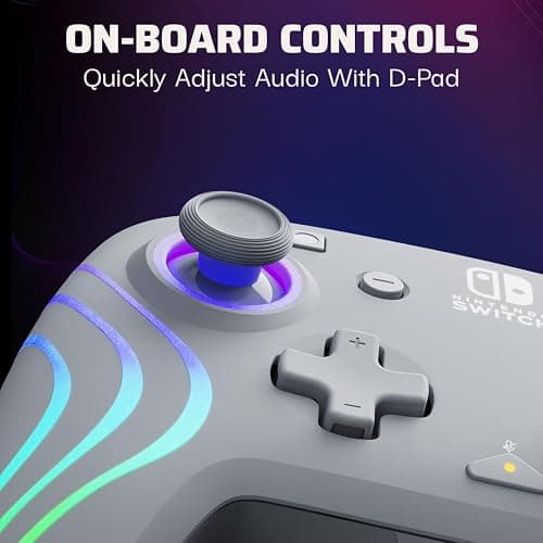 PDP Afterglow Wave Wired RGB Gaming Controller - Officially Licensed for Nintendo Switch, Switch Lite & Switch - OLED Model, Nintendo Switch 2, Customizable Lighting, RBG - Gray thumbnail 4