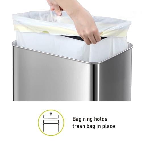 EKO Mirage-T 50 Liter / 13.2 Gallon Touchless Rectangular Motion Sensor Trash Can, Brushed Stainless Steel Finish - 50 Liter thumbnail 10