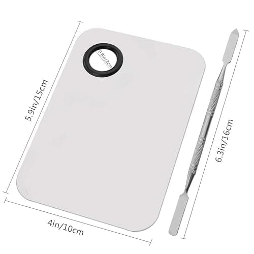 Sinen Professional Stainless Steel Makeup Palette Cosmetic Palette with Spatula Tool For Nail Art Eye Shadow Eyelash Makeup Professional Pigment Blending（6 x 4 Inch Sliver） thumbnail 3